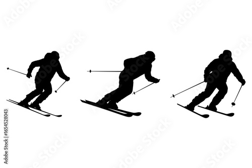 Skiing silhouette of person on white background 