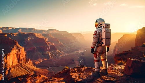Astronaut at Grand Canyon Sunrise