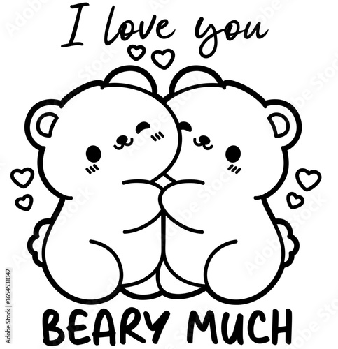 cute cartoon bear couple in love - layered cut file - valentine's day sticker