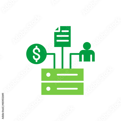 Collecting Data Icon Vector Illustration Green Version