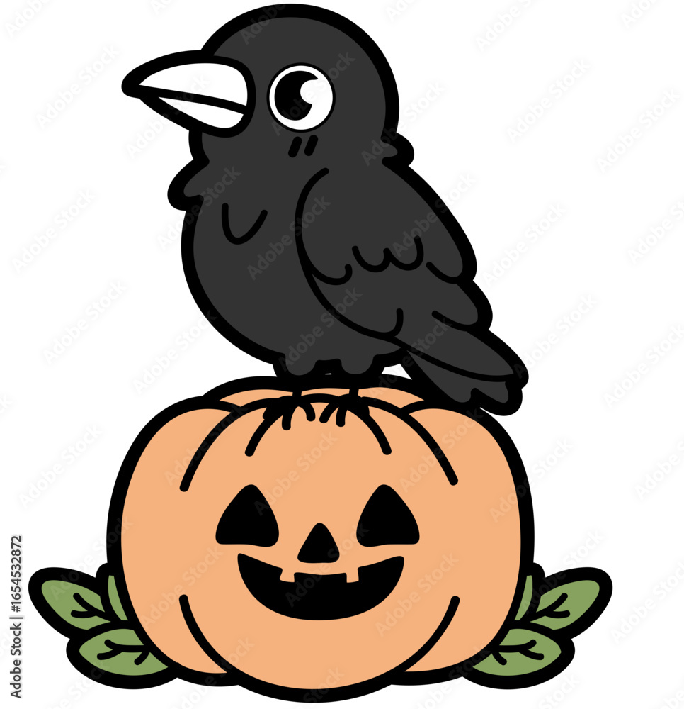 Obraz premium cute halloween crow - layered cut file - spooky clip art