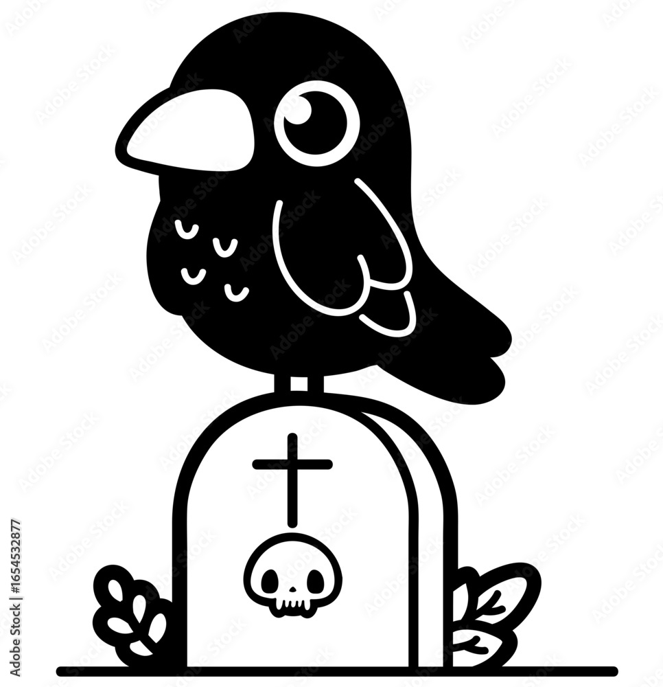 Obraz premium cute halloween crow - layered cut file - spooky clip art