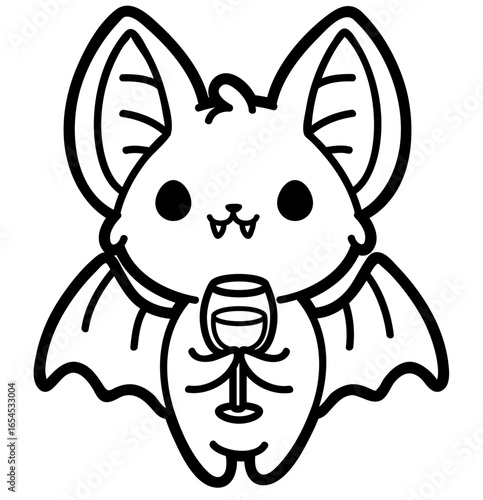 cute cartoon bat drinking wine - layered cut file - halloween spooky sticker