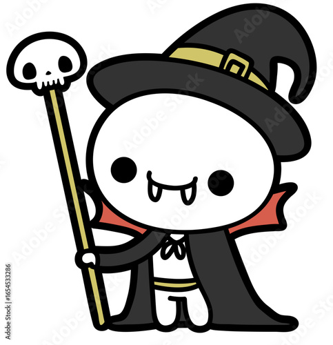 cute stick man in vampire cosplay - layered cut file - spooky halloween clip art