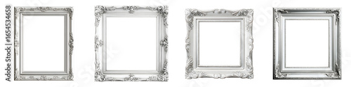 Vintage Ornate Silver Picture Frames Set on White