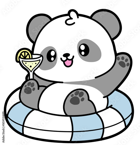 cute panda on a floaty - layered cut file - summer clip art