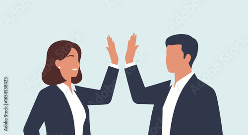 Celebrating synergy teamwork and achievement of business professionals