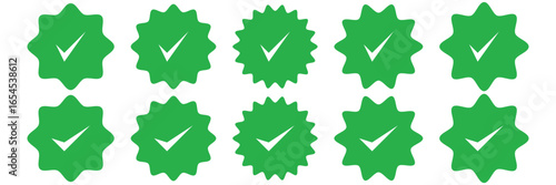 Green checkmark, green tick, check mark icon button set. tick mark with checkbox icon. Green checkmark sign for app, ui, website. Verified Green Badges. Trust Seal Collection. Instant Approved. Viral 