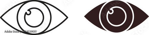 Two stylized eye icons, one black and one line art, isolated on white. Perfect for branding or design projects.