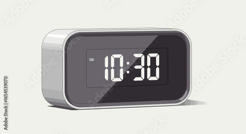 Digital display of ten thirty on an illustrated electronic alarm clock