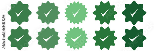 Green checkmark, green tick, check mark icon button set. tick mark with checkbox icon. Green checkmark sign for app, ui, website. Verified Green Badges. Trust Seal Collection. Instant Approved. Viral 