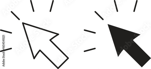 Two cursor icons, one black and one white, indicating a click action. Isolated on white background.