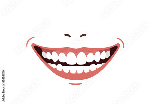 Wide Bright Smile with Perfect White Teeth.