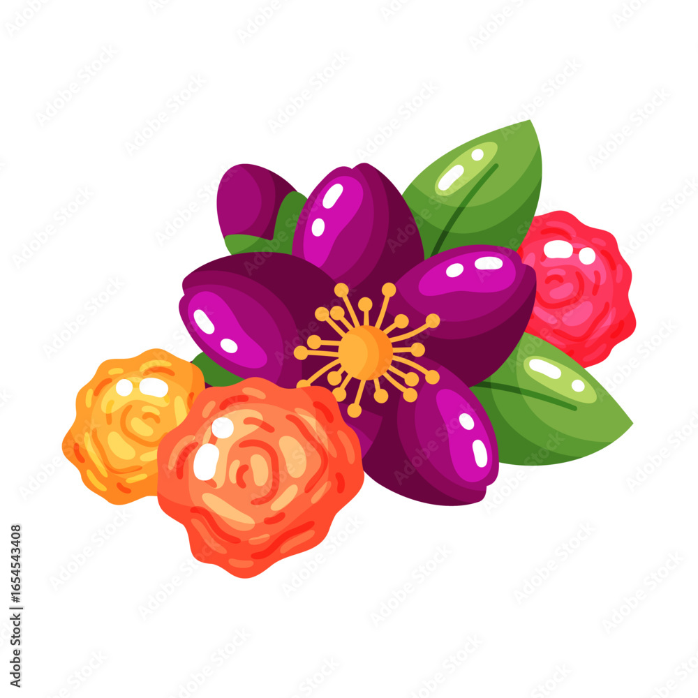 Obraz premium Traditional Indian bouquet for festive decor Illustration on White Background