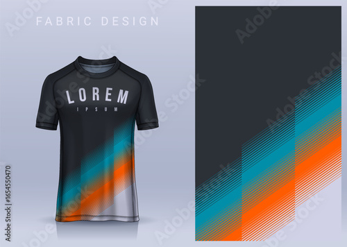 Fabric textile design for Sport t-shirt, Soccer jersey mockup for football club. uniform front view.	