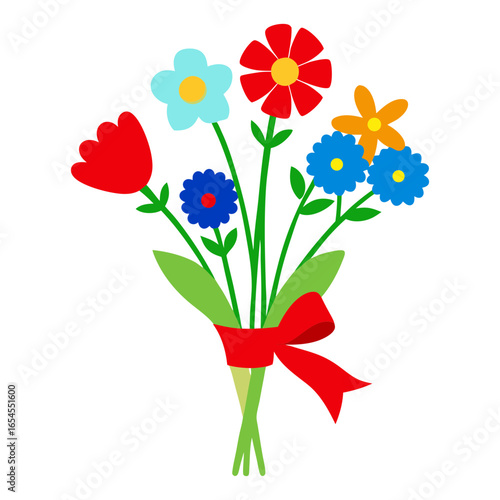 Vector art illustration of a vibrant bouquet of cut wildflowers