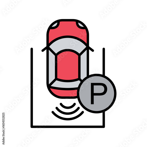 Intelligent Parking Assist System Icon Vector Illustration Color Version