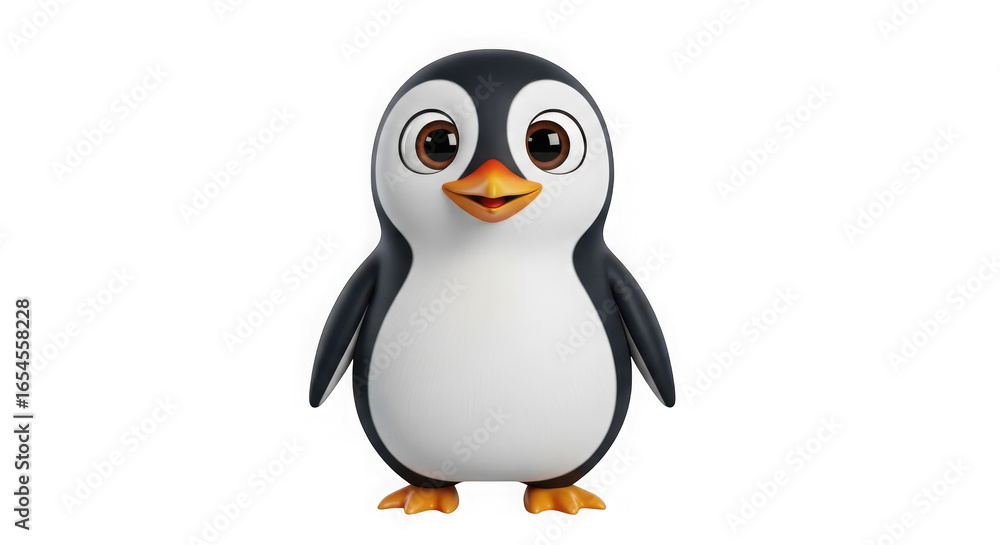 Obraz premium Cute penguin cartoon character isolated on transparent background