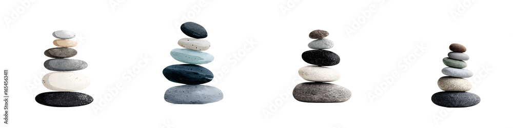 Fototapeta premium Zen Stone Stacks Collection: Balancing Rocks for Meditation and Wellness
