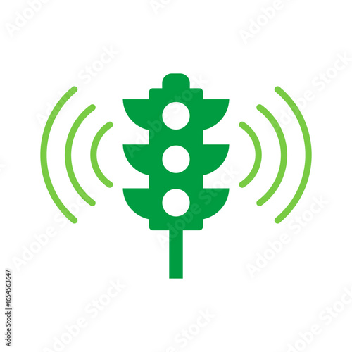 Smart Traffic Icon Vector Illustration Green Version