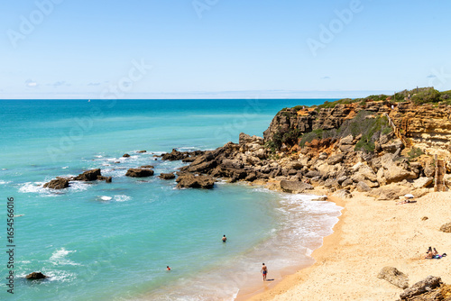 beach area full of coves known as Calas de Rocge in Conil de la Frontera, Cadiz