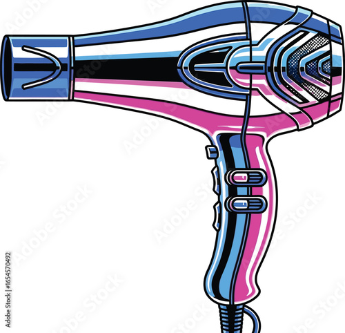 Stylish pink and blue hair dryer for beauty, fashion, and personal care