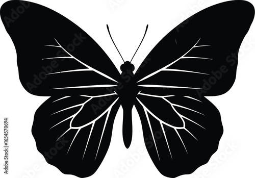 Black butterfly silhouette on nature, beauty, and transformation concept