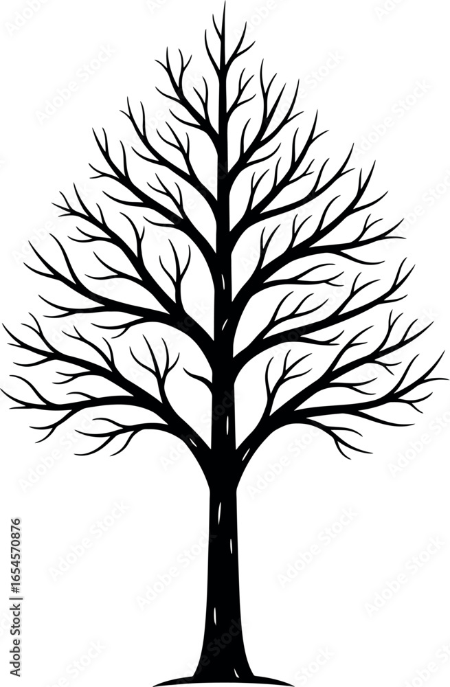 Obraz premium Vector art of bare tree silhouette isolated on white background transparent background