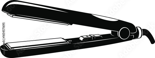 Black hair straightener for styling, beauty and personal care concept