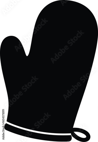 Black oven mitt for cooking, baking, grilling