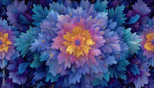 Vibrant floral fractal pattern