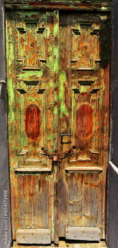 Old sealed wooden door in Zrenjanin.