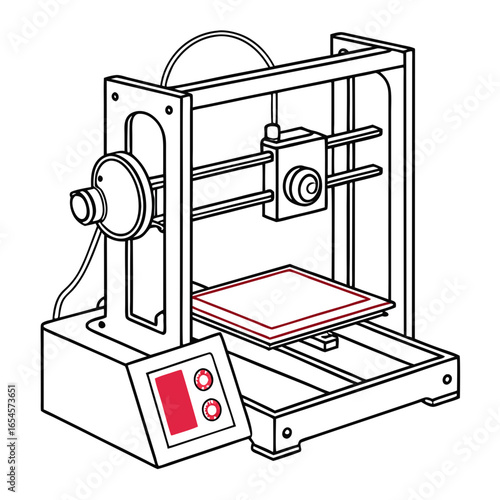 3D printer with digital display and filament spool Keywords: 3D printer, additive