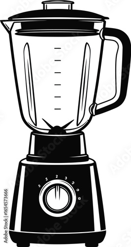Black blender illustration, kitchen appliance for smoothie preparation