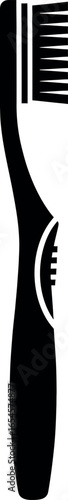 Vector art of black and white icon of a toothbrush for dental hygiene and oral care transparent background