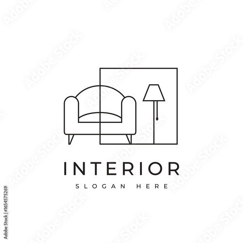 House interior minimalist logo deisgn vector