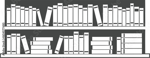 Full bookshelf with many books, knowledge and learning concept