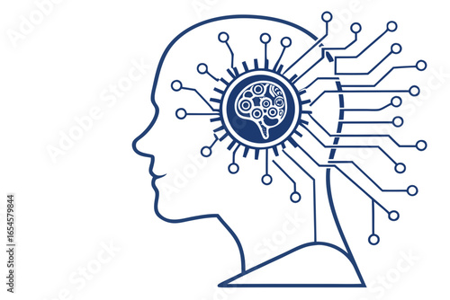 Human Head Outline With Brain Circuitry artificial intelligence