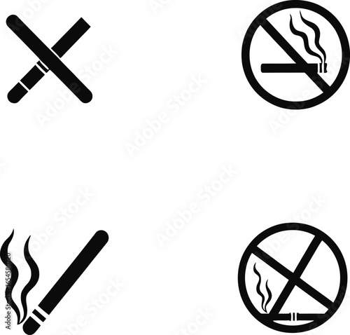 Smoking allowed and forbidden silhouette icons set