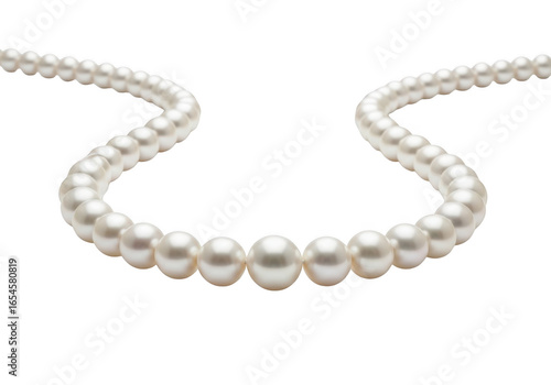 Elegant white pearl necklace isolated on transparent background