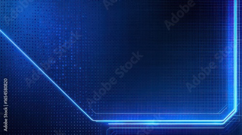  Futuristic Blue Digital Background with Glowing Lines and Tech Grid
