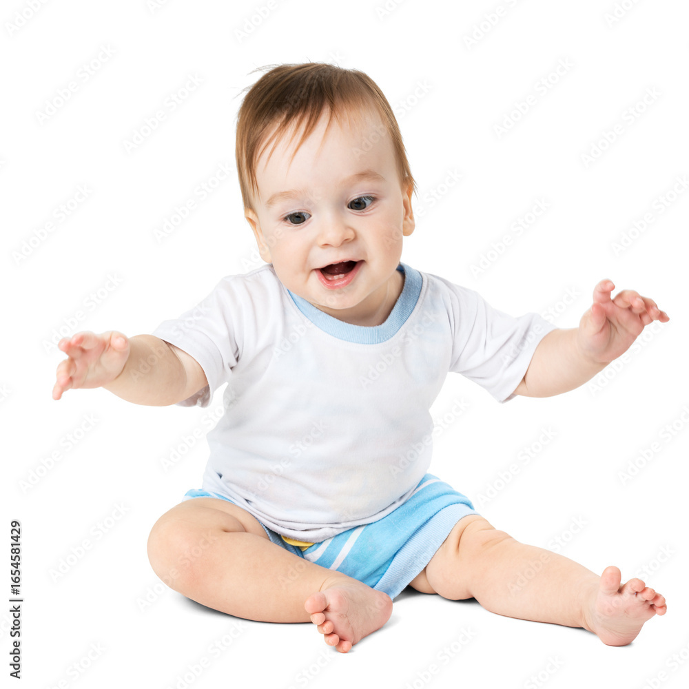 Happy Baby Sitting with Arms Raised Happy Baby Sitting with Arms Raised