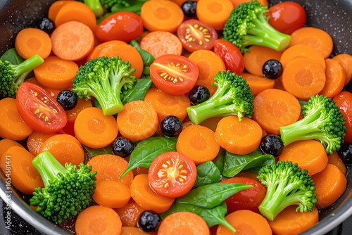 Vibrant Healthy Vegetable Medley: Carrots, Broccoli, Tomatoes