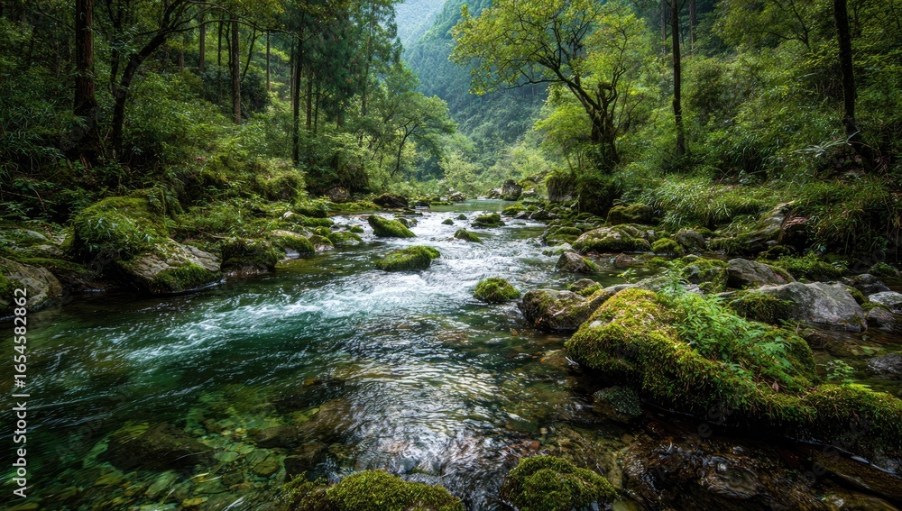 Obraz premium Lush mountain stream
