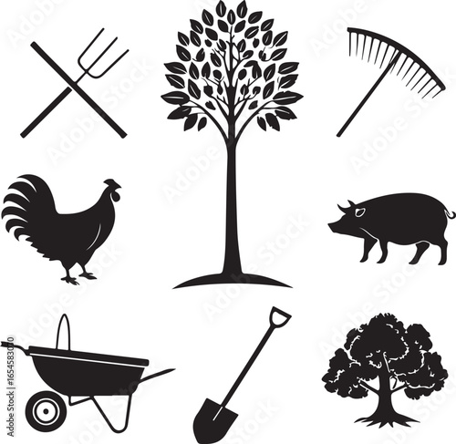 Farm and Garden Silhouette Icon Collection