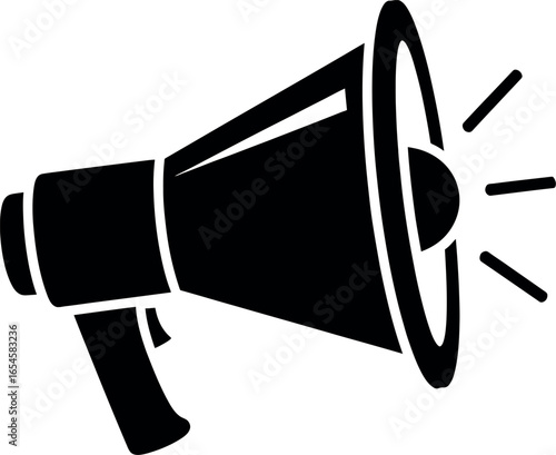 Vector art of black silhouette of a megaphone or loudspeaker making an announcement, isolated on white background transparent background