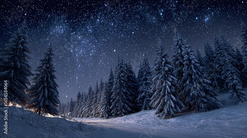 Wallpaper Mural Serene Winter Night under a Blanket of Stars Torontodigital.ca