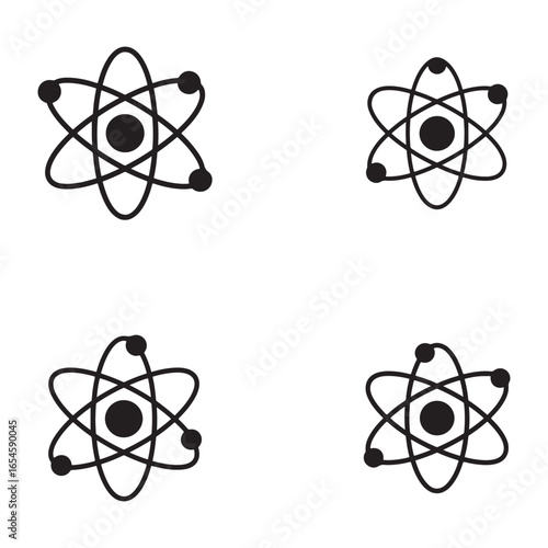 Four atom symbols arranged in a seamless pattern.