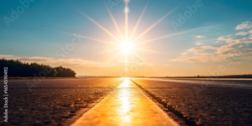 Bright sunbeam reflecting on river straight line spelling Good Afternoon