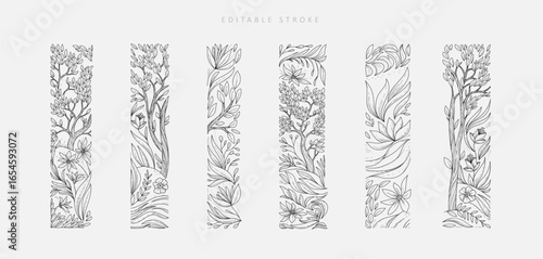 Set of detailed floral and botanical decorations elements. Luxury elegant design elements for wedding invitation, wallpaper art or save the date card